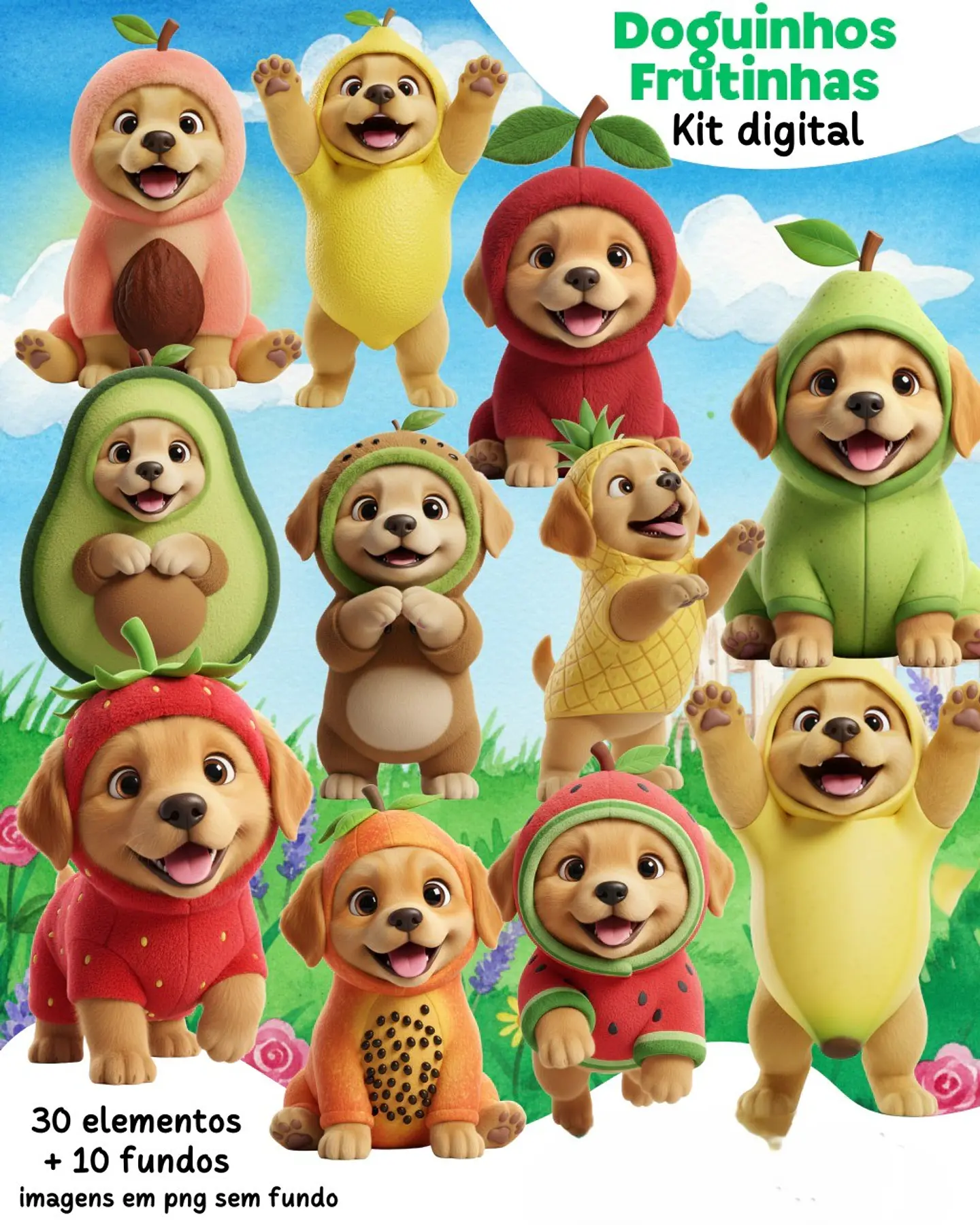 Kit Digital Doguinhos Frutinhas 1