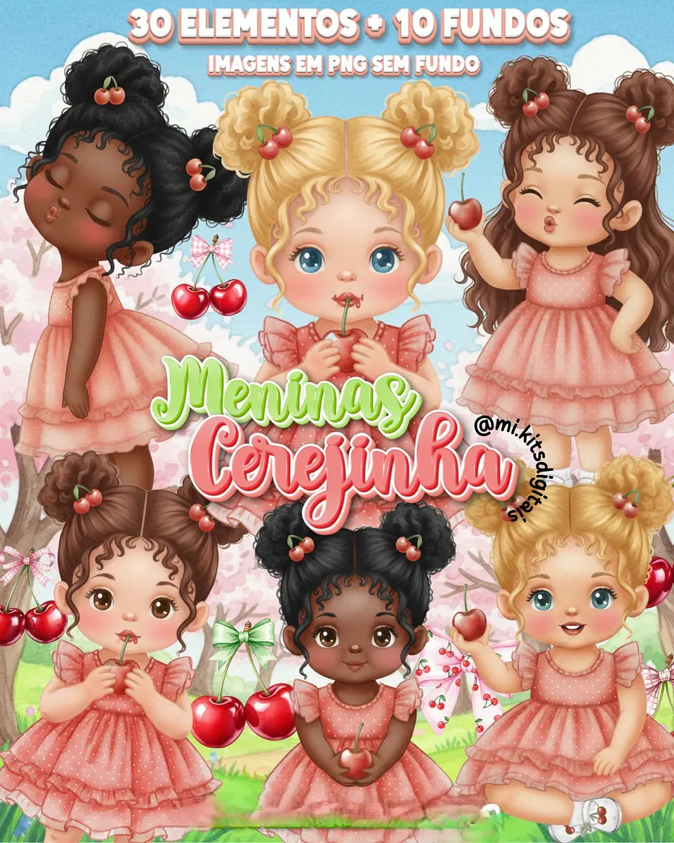Kit Digital Meninas Cerejinhas 1