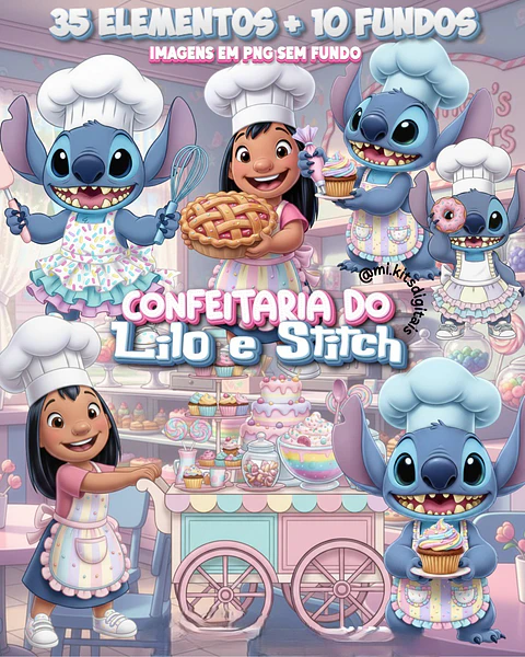 Kit Digital Confeitaria do Lilo e Stitch
