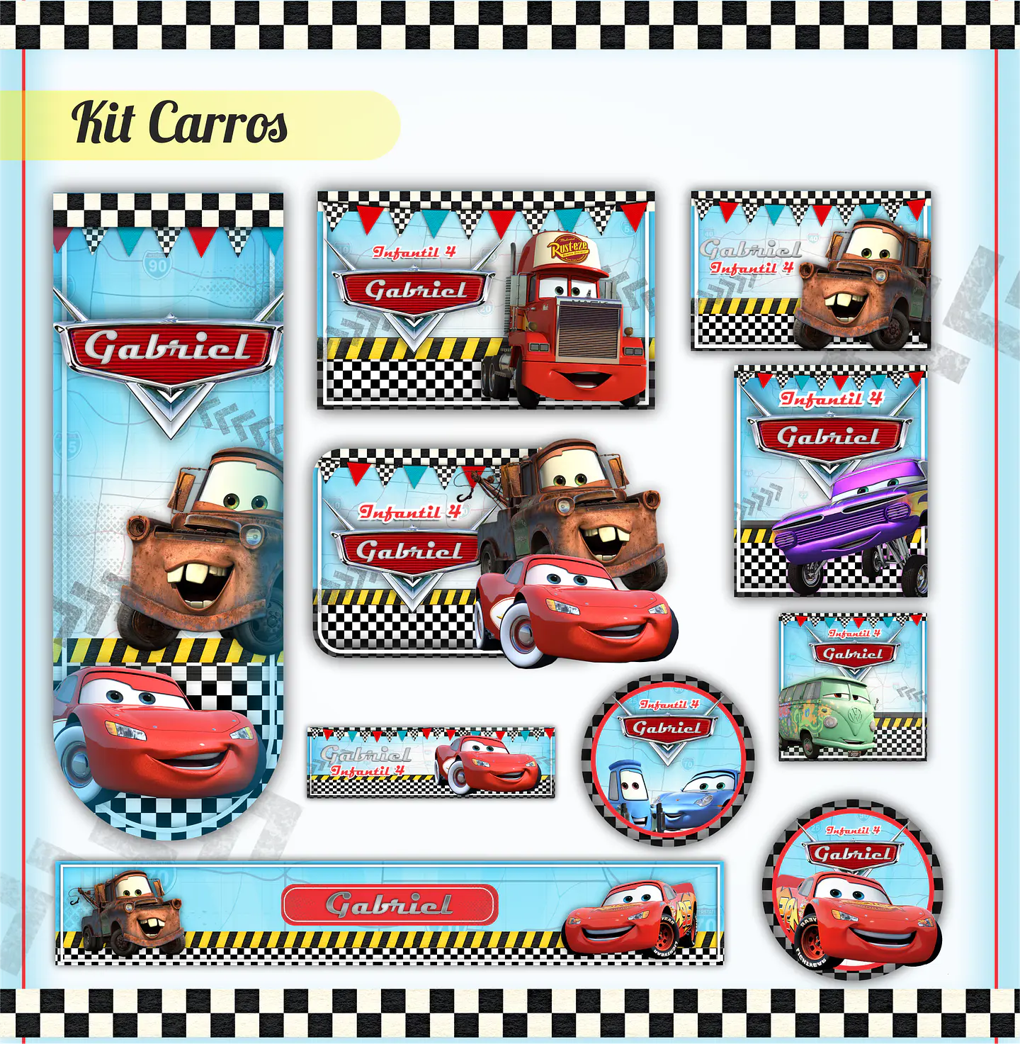 Arquivo Etiqueta Escolar Carros Disney - Relâmpago McQueen 1
