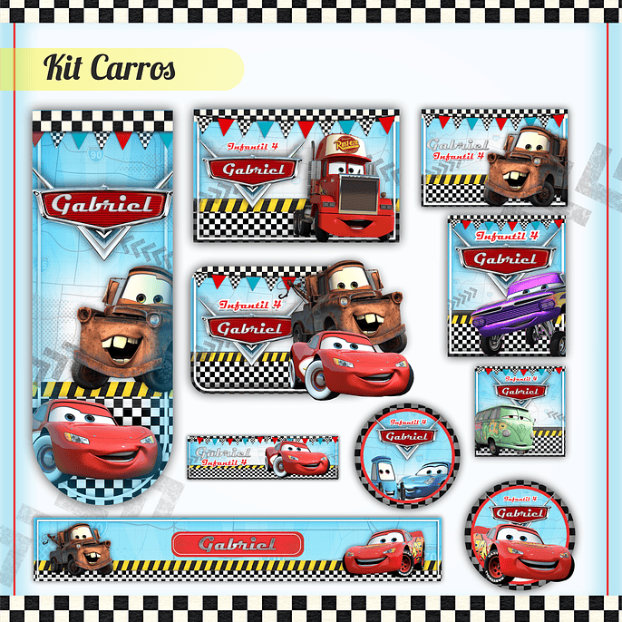 Arquivo Etiqueta Escolar Carros Disney - Relâmpago McQueen 1