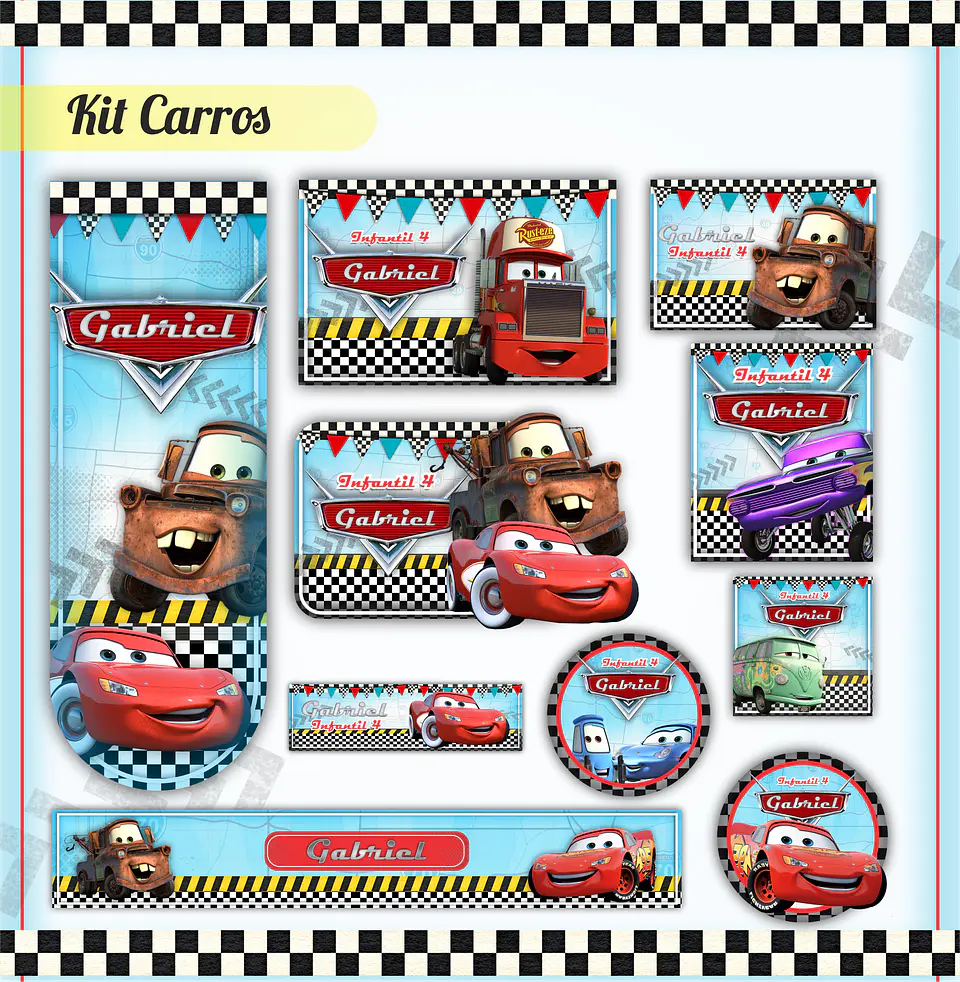 Arquivo Etiqueta Escolar Carros Disney - Relâmpago McQueen 1