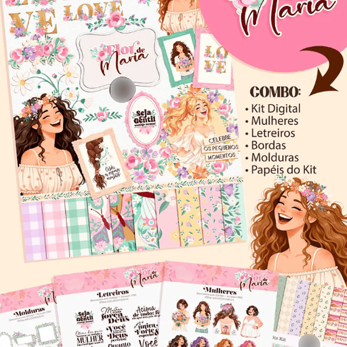 Arquivo Dia da Mulher Flor de Maria - Combo Ilustrações 1