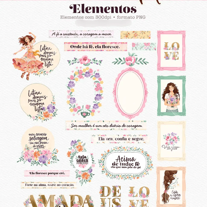 Arquivo Dia da Mulher Flor de Maria - Combo Ilustrações 2