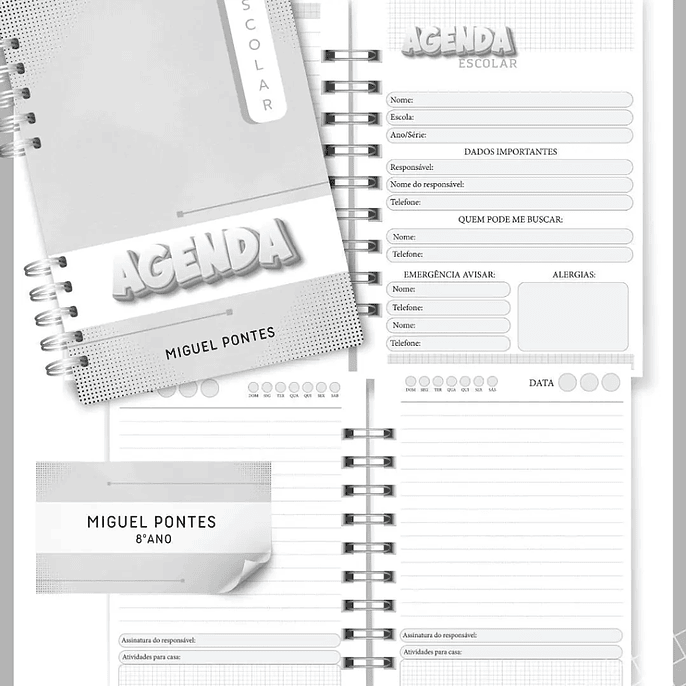 Arquivo Agenda Escolar Neutro Cinza 1