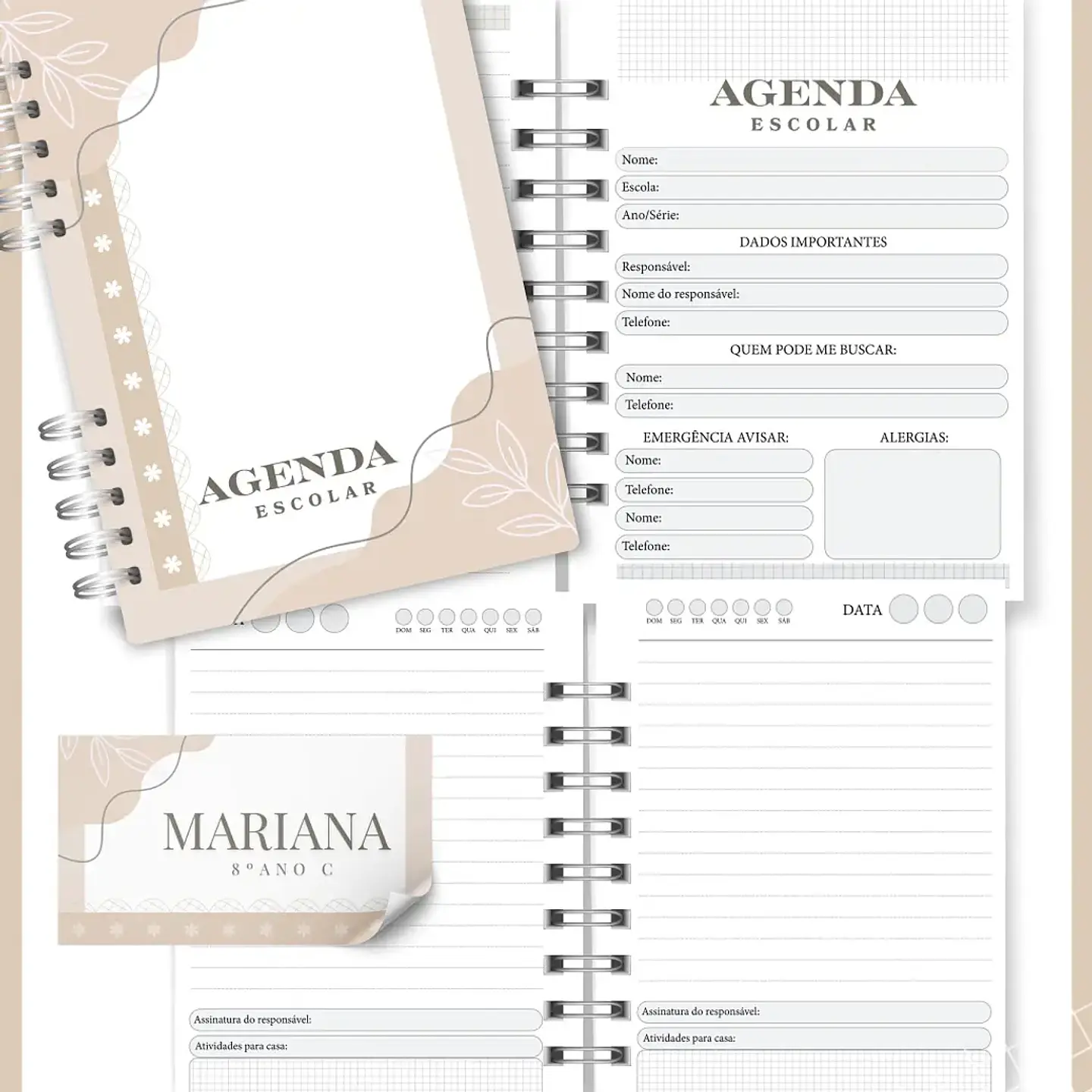 Arquivo Agenda Escolar Neutro Nude 1