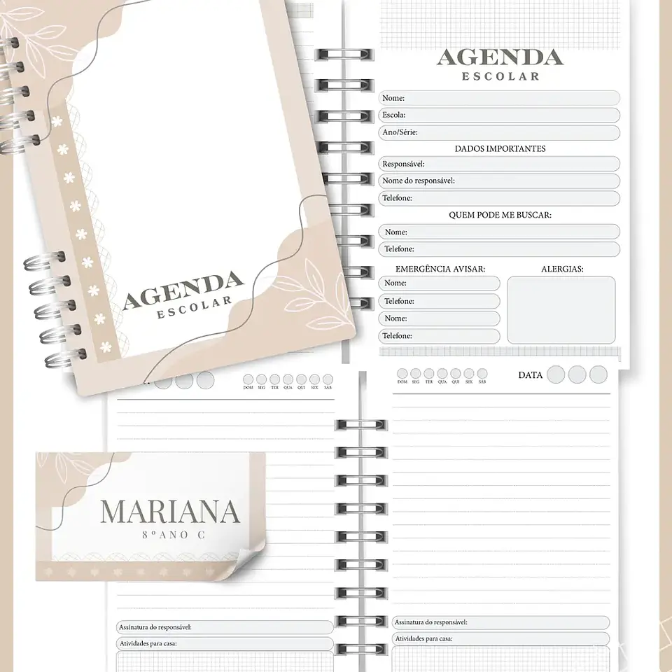 Arquivo Agenda Escolar Neutro Nude 1