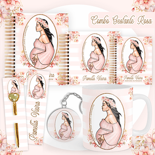 Arquivo Encadernação Combo Gestante Rosa - Pamella
