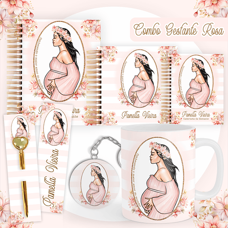 Arquivo Encadernação Combo Gestante Rosa - Pamella 1