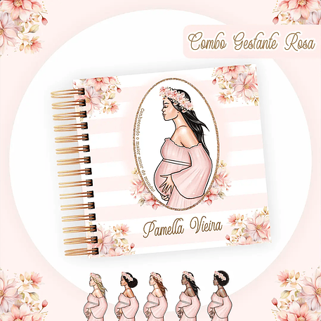 Arquivo Encadernação Combo Gestante Rosa - Pamella 2