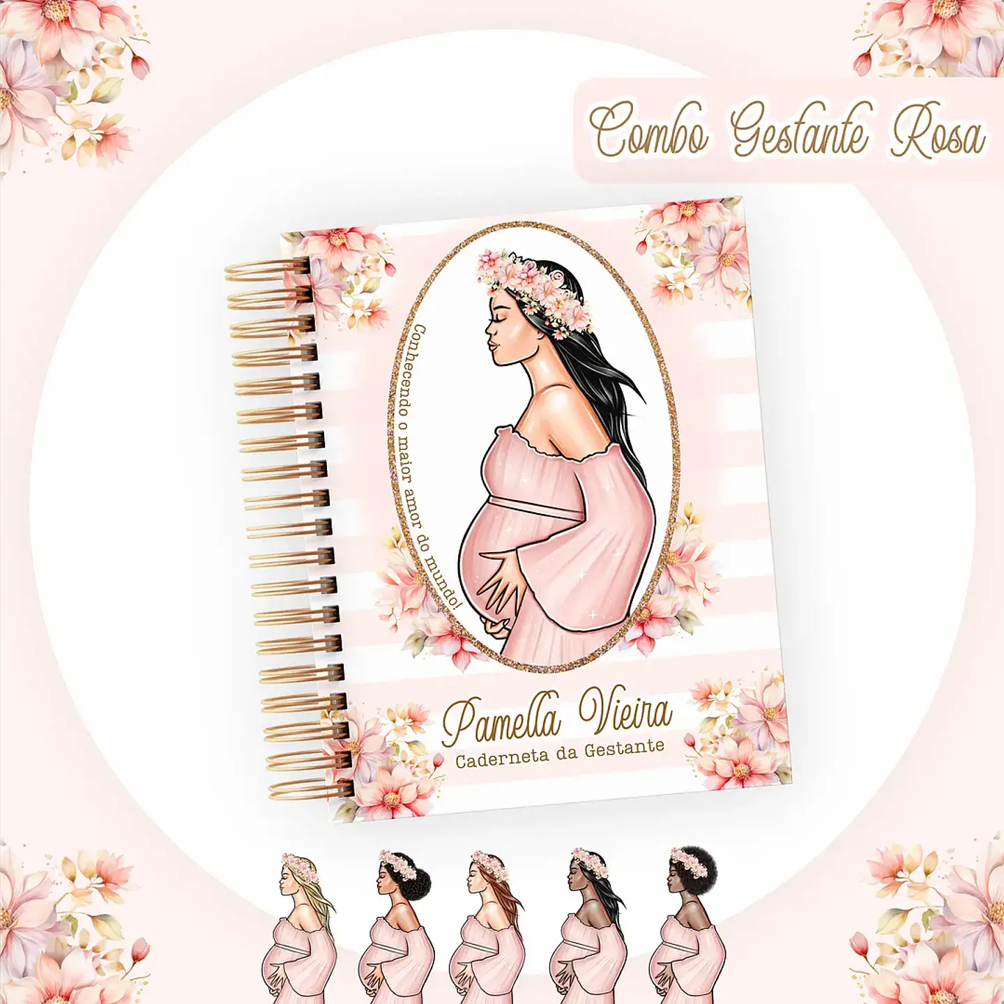Arquivo Encadernação Combo Gestante Rosa - Pamella 3