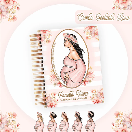 Arquivo Encadernação Combo Gestante Rosa - Pamella 3
