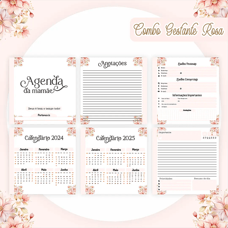 Arquivo Encadernação Combo Gestante Rosa - Pamella 4