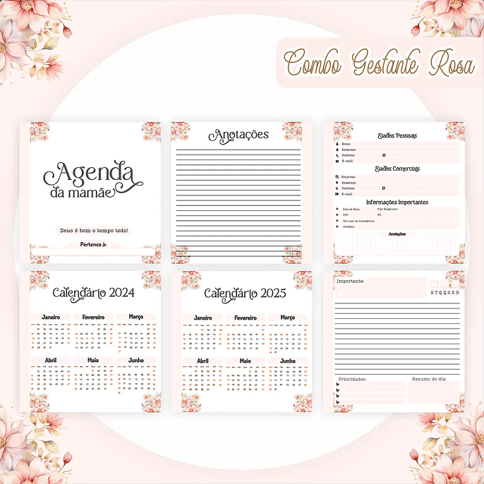 Arquivo Encadernação Combo Gestante Rosa - Pamella 4