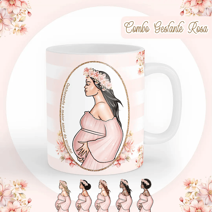 Arquivo Encadernação Combo Gestante Rosa - Pamella 5