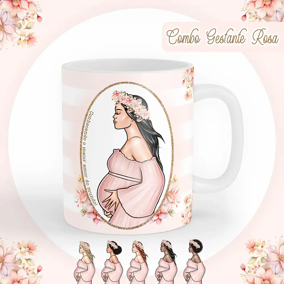 Arquivo Encadernação Combo Gestante Rosa - Pamella 5