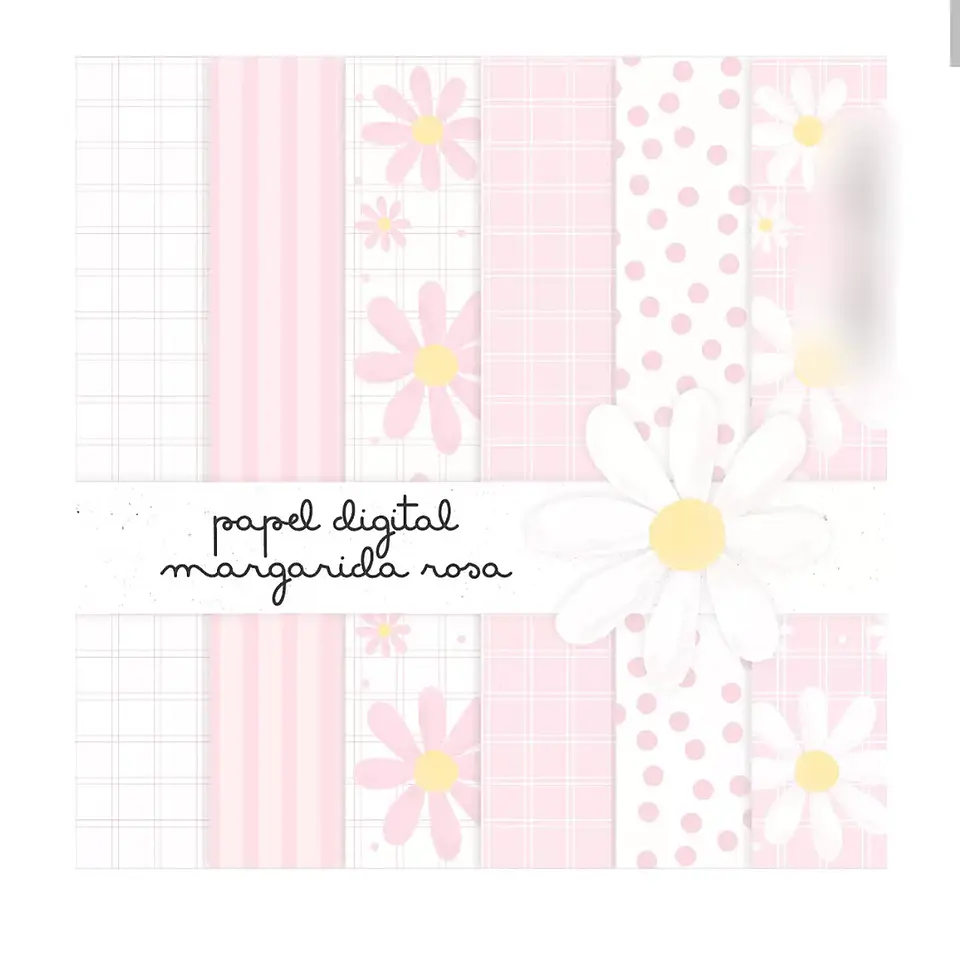 Kit Digital Papéis Margarida Rosa - Criativa Afetiva 1