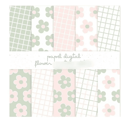 Kit Digital Papéis Verde e Salmão - Criativa Afetiva 1