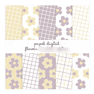 Kit Digital Papéis Lilás e Amarelo - Criativa Afetiva