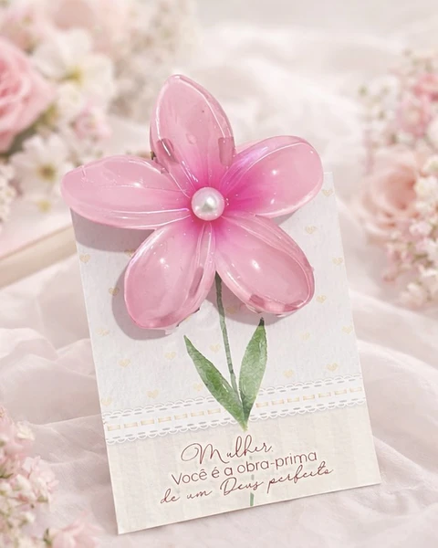 Arquivo Dia da Mulher Card Presilha Flor