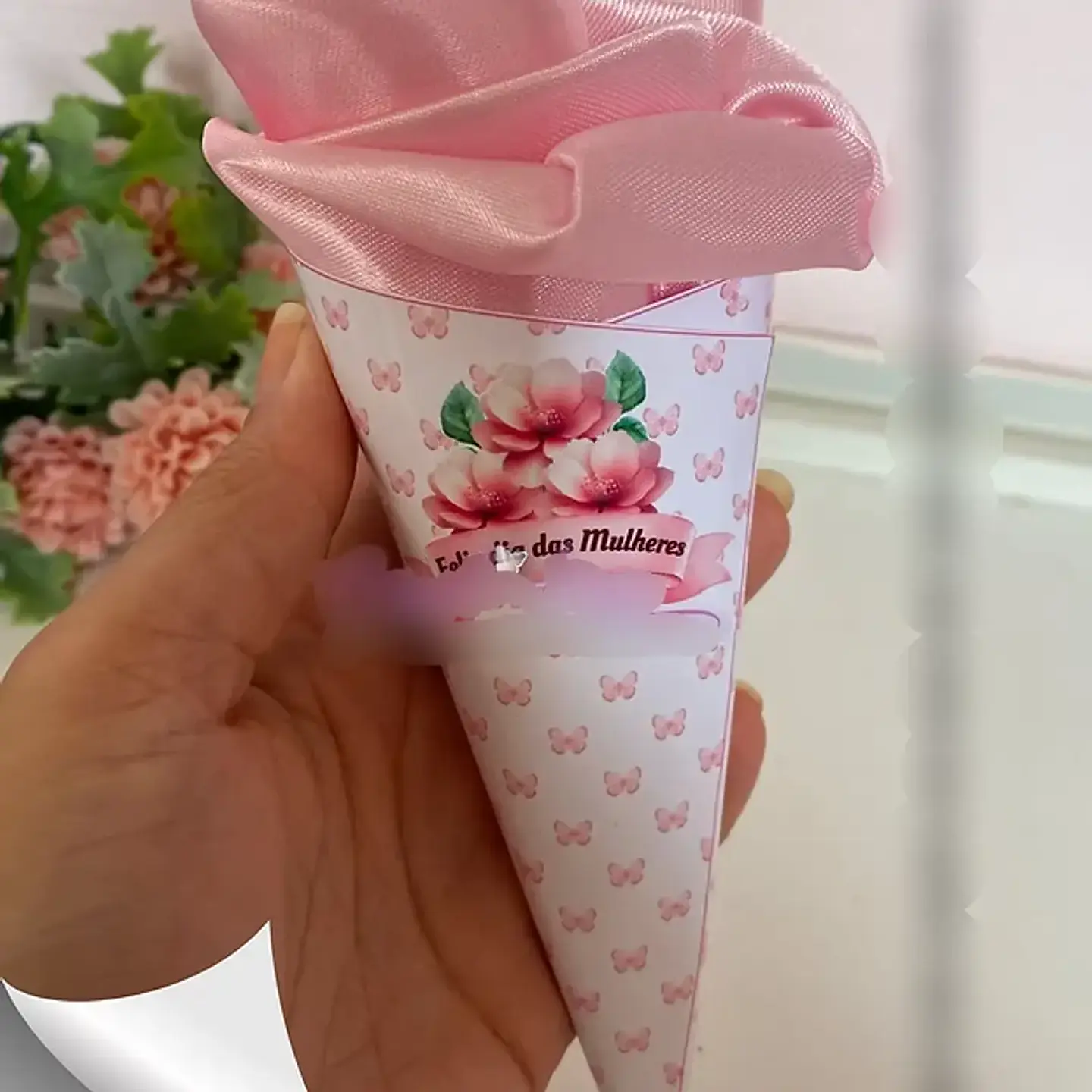 Arquivo Dia da Mulher Card Cone para Toca de Cetim 1