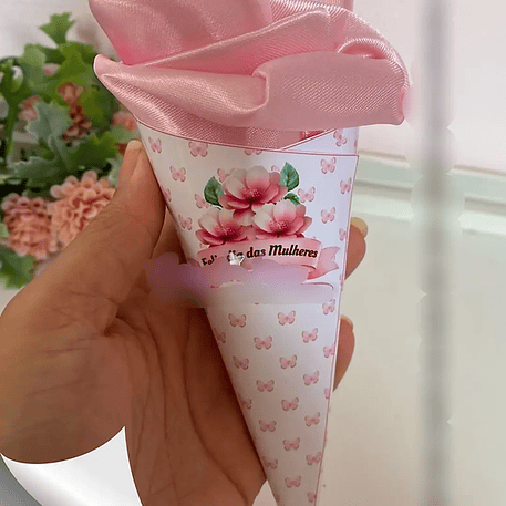 Arquivo Dia da Mulher Card Cone para Toca de Cetim 1