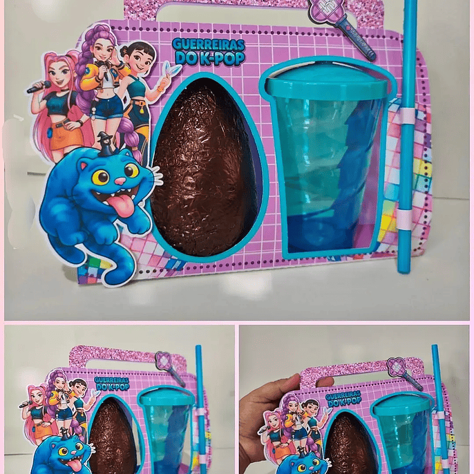 Arquivo Páscoa Caixa Ovo + Copo Twister Guerreiras do K-pop 1