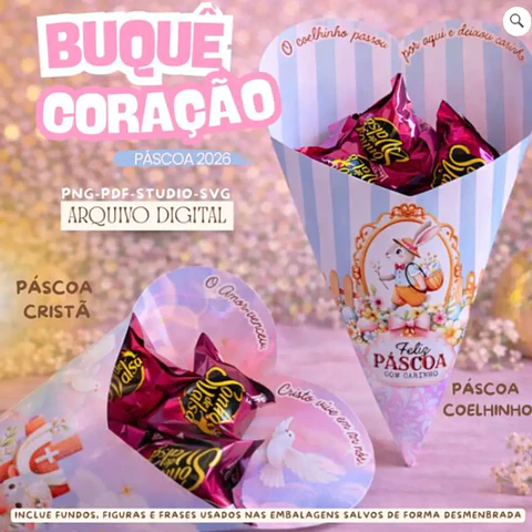 Arquivo Páscoa Cristã Buquê Gigante Coração