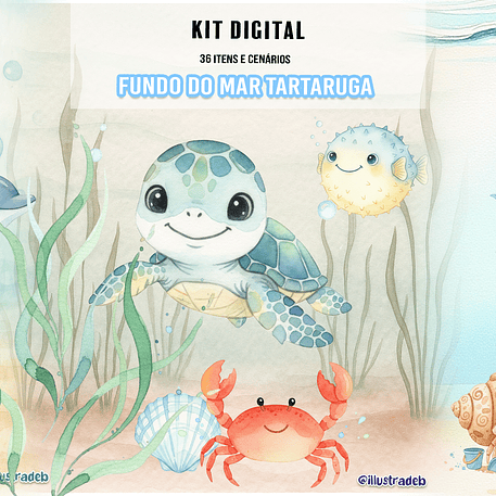 Kit Digital Fundo do Mar Tartaruga 1