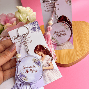 Arquivo Dia da Mulher Card Chaveiro Redondo