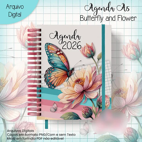 Arquivo Agenda A5 Borboleta e Flor 2026