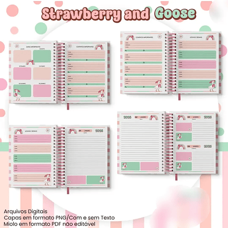 Arquivo Agenda Datada A5 Coleção Strawberry and Goose 3