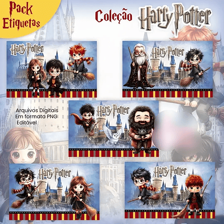 Arquivo Pack Etiquetas Escolares 8x5 cm Coleção Harry Potter 1