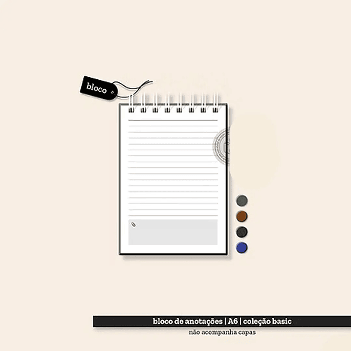Arquivo Coleção Basic Bloco de Anotações A6 1
