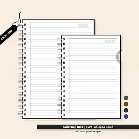Arquivo Coleção Basic Caderno A5 e 18x25