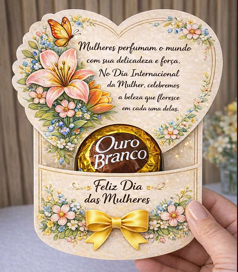 Arquivo Dia da Mulher Cartão Porta Chocolate (Ouro Branco)