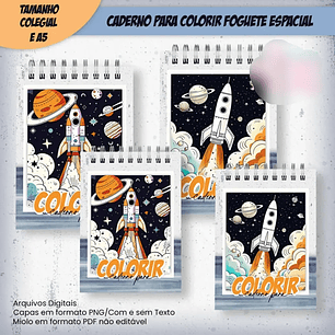 Arquivo Caderno Para Colorir Foguete Espacial – COLEGIAL e A5