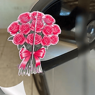 Arquivo Dia da Mulher Card Retrovisor Rosas Vermelhas