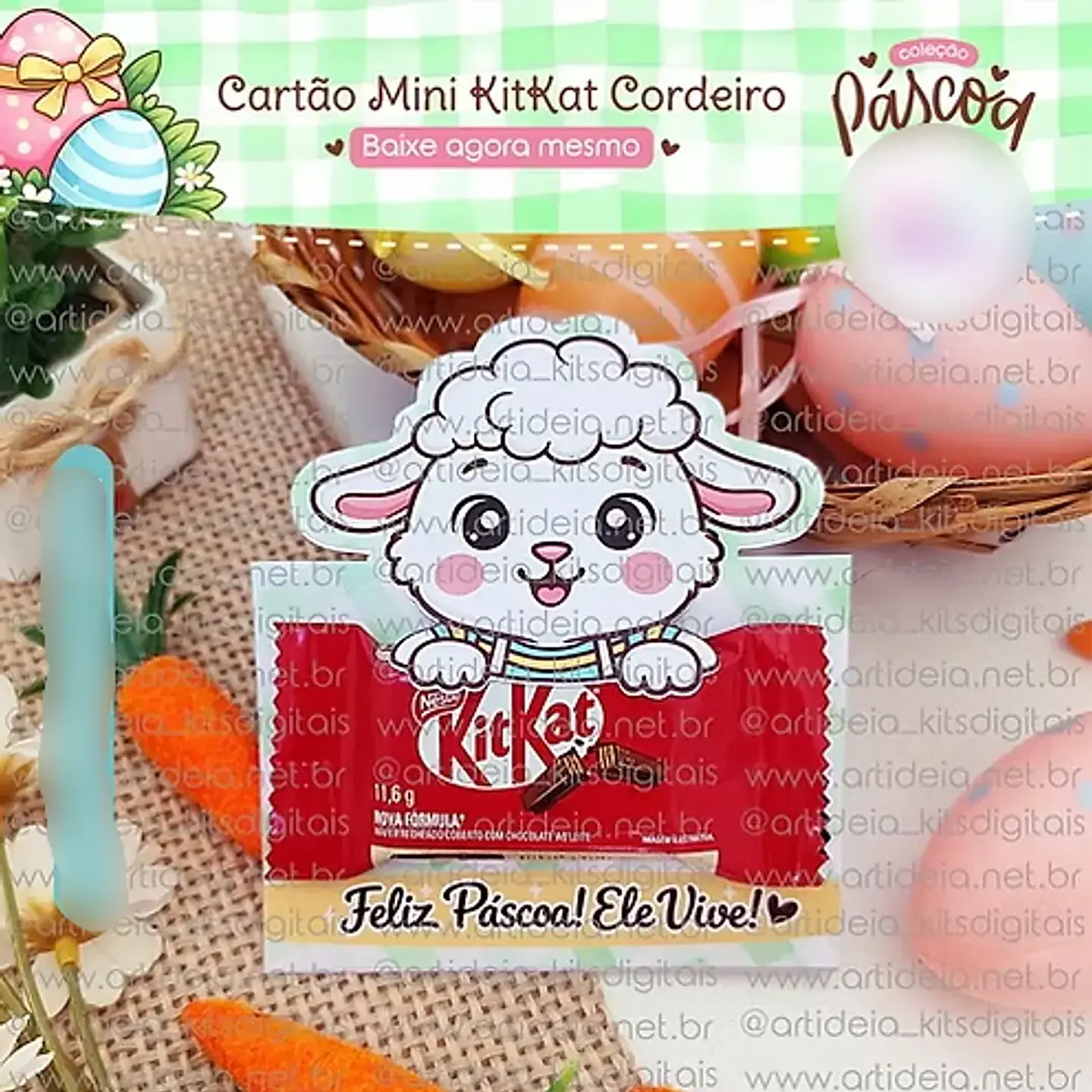 Arquivo Páscoa Card Kit Kat Cordeiro 1