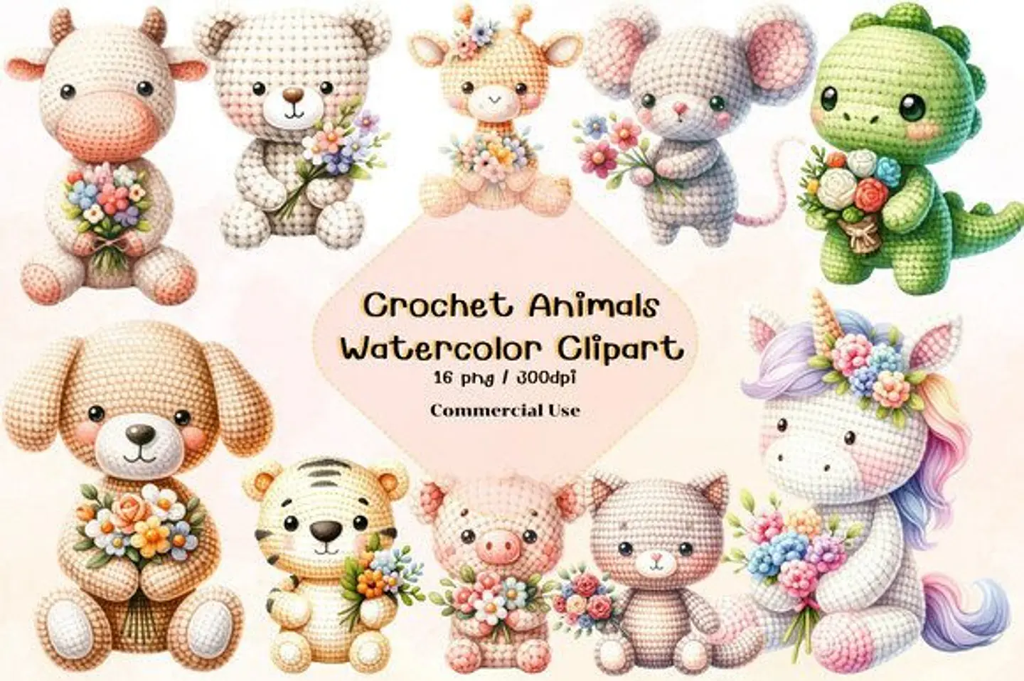 Kit Digital Animais de Crochê 1