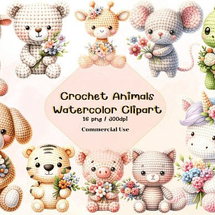 Kit Digital Animais de Crochê