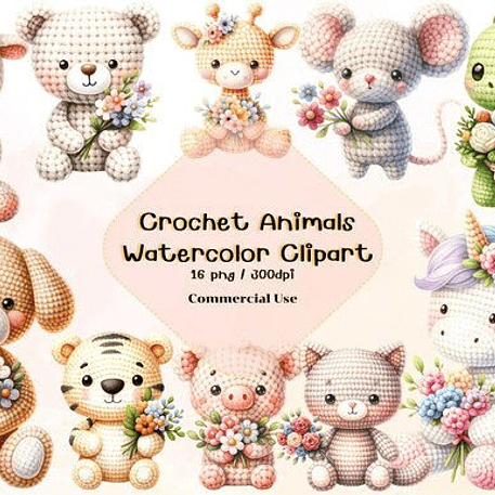 Kit Digital Animais de Crochê 1