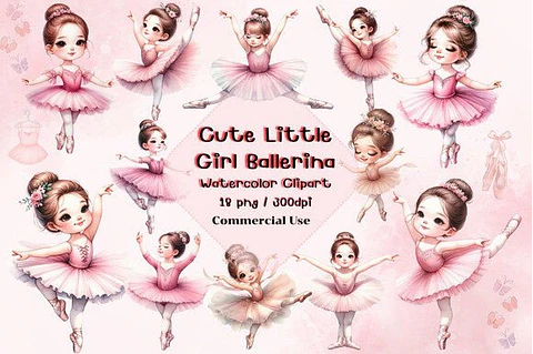 Kit Digital Bailarina Rosa Aquarela