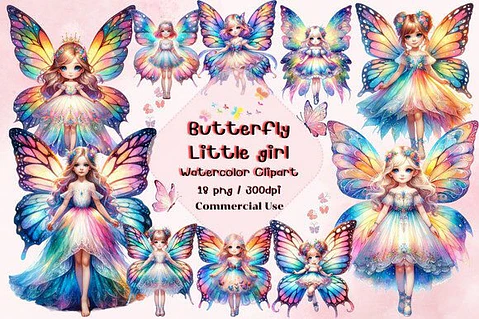Kit Digital Borboleta Menina Fada