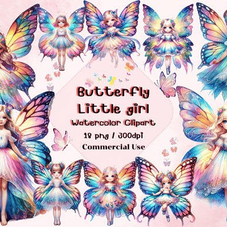 Kit Digital Borboleta Menina Fada 1