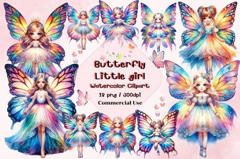 Kit Digital Borboleta Menina Fada 1