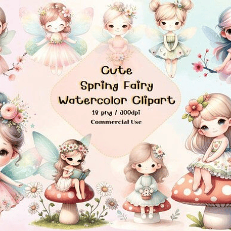 Kit Digital Fadinhas Aquarela 1