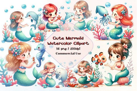 Kit Digital Sereia Aquarela