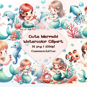 Kit Digital Sereia Aquarela