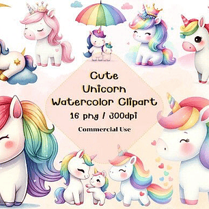 Kit Digital Unicórnio Aquarela